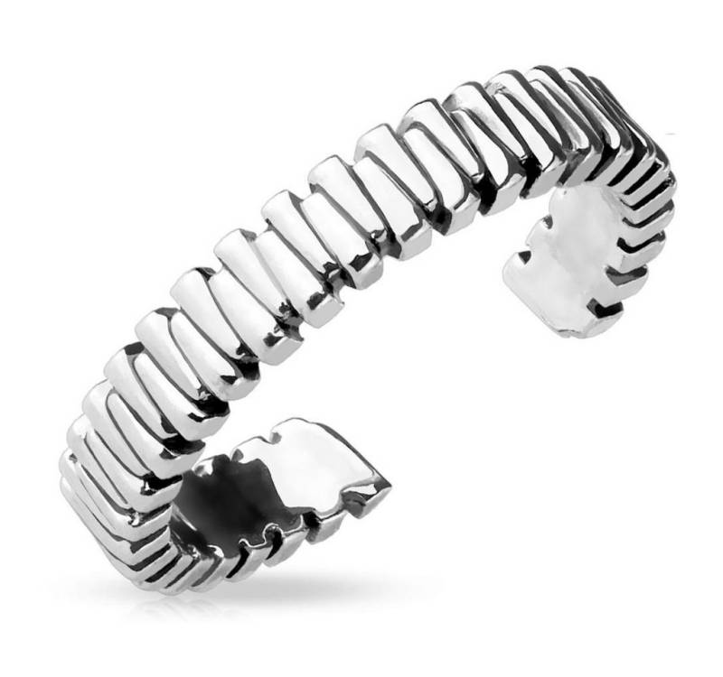 BUNGSA Zehenring Zehenring schmal gerillt Silber aus Messing Damen, Zehring Toering von BUNGSA