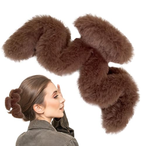 Fuzzy Claw Clip | Plüsch-Haarspangen in gewellter Form,Haarschmuck für Frauen und Mädchen, große Klammerklammer für dünnes/mitteldickes Haar für den täglichen Gebrauch, niedliche Haarspangen Buniq von BUNIQ