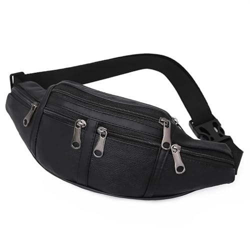 Herren Damen Laufen Bauchtasche,GüRteltasche Leder Männer Taille Tasche wasserdichte Sport Brust Tasche Multifunktions Laufen Outdoor Fanny Pack Männlichen Telefon Geldbörse (Color : Black) von BUNIQ