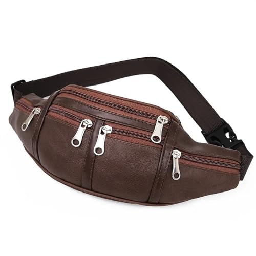 Herren Damen Laufen Bauchtasche,GüRteltasche Leder Männer Taille Tasche wasserdichte Sport Brust Tasche Multifunktions Laufen Outdoor Fanny Pack Männlichen Telefon Geldbörse (Color : Brown) von BUNIQ