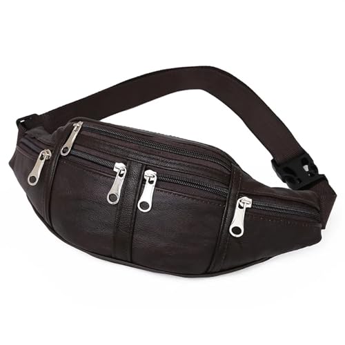 Herren Damen Laufen Bauchtasche,GüRteltasche Leder Männer Taille Tasche wasserdichte Sport Brust Tasche Multifunktions Laufen Outdoor Fanny Pack Männlichen Telefon Geldbörse (Color : Coffee) von BUNIQ