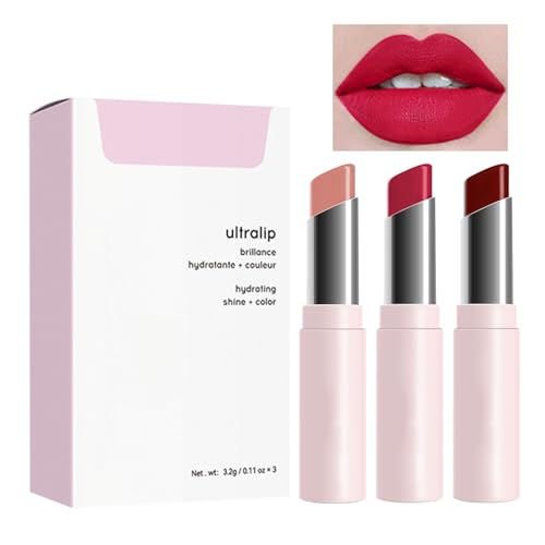 Lippen-Feuchtigkeitsstift | Set mit 3 nicht klebenden Lipglossen für trockene Lippen bei Frauen - Schönheitsprodukte für Dating, Reisen, Arbeiten, Einkaufen, Treffen, Zuhause Buniq von BUNIQ