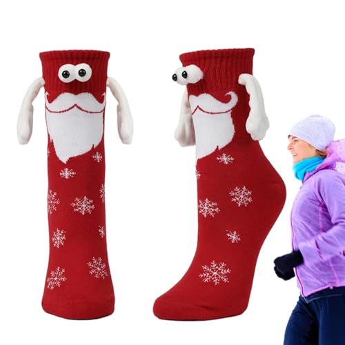 Magnetische Handsocken | Neuheit Freundschaft 3D Weihnachtsmann Design Socken,3D-n-Weihnachtsmann-förmige Haltehandsocken für Frauen, Männer, Paare, Weihnachten Buniq von BUNIQ