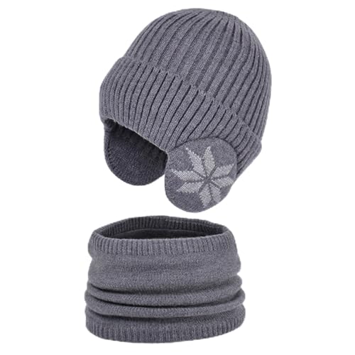 Set aus Mütze und Schal für Kinder - Kinder-Fleece-Strickmütze, warmer Kreisschal,Verdickender Beanie-Kreisschal für kaltes Wetter für Reisen oder Wandern, Spaziergänge mit dem Hund Buniq von BUNIQ