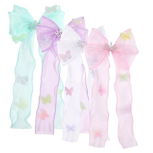 BUNNY LULU Elegantes Haarschleifen-Set, süße Stile mit Kristall- und Perlen-Akzenten, modische Haarspangen für Mädchen (Grün/Lavendel/Weiß/Rosa) von BUNNY LULU