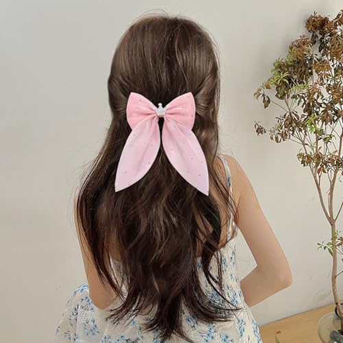 BUNNY LULU Elegantes Haarschleifen-Set, süße Stile mit Kristall- und Perlen-Akzenten, modische Haarspangen für Mädchen (Rosa/Silber/Schwarz) von BUNNY LULU
