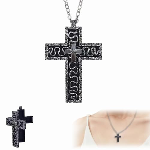 BUNQQF Kreuzförmige Halskette mit Geheimfach, Kreuzförmige Charakter-Ten-Halskette mit geheimem Fach – Antique Cross Pendant Necklace, Anhänger in Form einer Zehn im 3D-Druck-Design (1) von BUNQQF