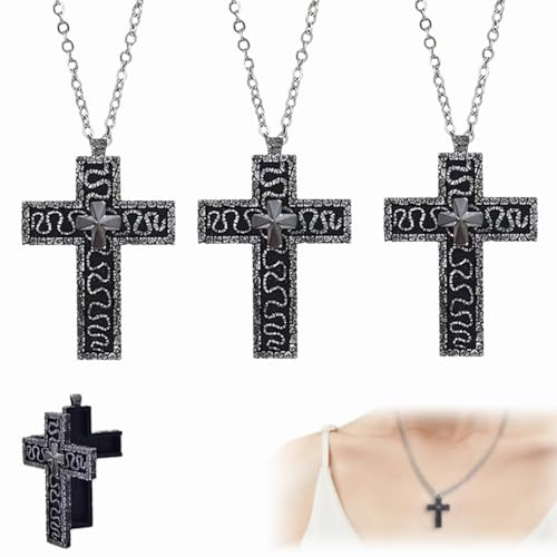 BUNQQF Kreuzförmige Halskette mit Geheimfach, Kreuzförmige Charakter-Ten-Halskette mit geheimem Fach – Antique Cross Pendant Necklace, Anhänger in Form einer Zehn im 3D-Druck-Design (3) von BUNQQF
