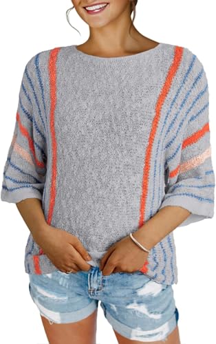 BUNSLOOM Bluse Damen 3/4 Arm Farbblock Rundhals Leicht Modern Pullover Shirt BUNSLOOM Bluse Damen 3/4 Arm Farbblock Rundhals Leicht Modern Pullover Shirt von BUNSLOOM