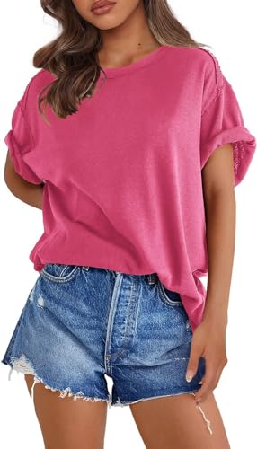 BUNSLOOM Damen Große Größen T-Shirt Kurzarm Rundhals Oberteil Locker Frauen Casual Lose Tops von BUNSLOOM