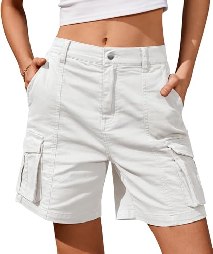BUNSLOOM Damen Shorts Sommer Cargo Kurze Wanderhose Outdoor Freizeithose mit Mehrfach Taschen von BUNSLOOM