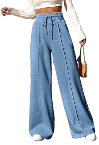 BUNSLOOM Damen weites Bein Sweatpants Casual Loose Solid Color Hosen Comfy Lounge Joggers Baggy Sweatpants Taschen von BUNSLOOM