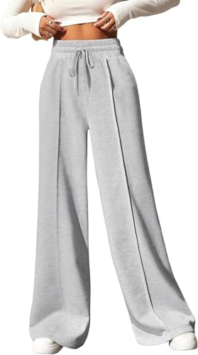 BUNSLOOM Damen weites Bein Sweatpants Casual Loose Solid Color Hosen Comfy Lounge Joggers Baggy Sweatpants Taschen von BUNSLOOM