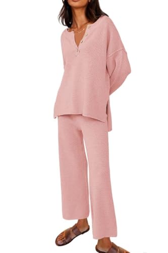 BUNSLOOM Frauen 2 Stück Outfits Oversized Knit Loungewear Loose Slouchy Pullover Set Herbst Trendy Matching Lounge Sets von BUNSLOOM