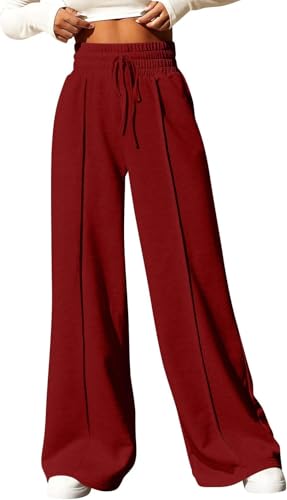 BUNSLOOM Frauen Drawstring hohe Taille weites Bein Lange Hosen Casual Sweatpants BUNSLOOM Frauen Drawstring hohe Taille weites Bein Lange Hosen Casual Sweatpants von BUNSLOOM