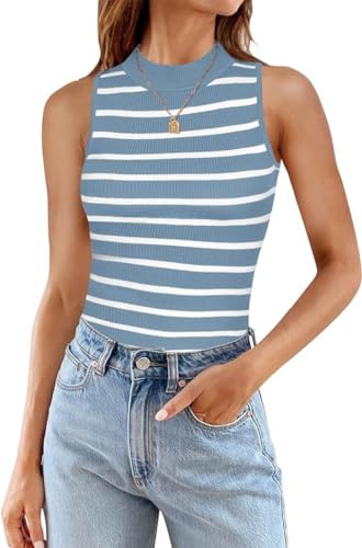 BUNSLOOM Frauen Streifen gerippt Stricken Tank Tops Sommer lässig Slim Fit ärmellose Tops BUNSLOOM Frauen Streifen gerippt Stricken Tank Tops Sommer lässig Slim Fit ärmellose Tops von BUNSLOOM