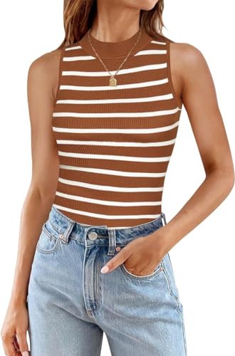 BUNSLOOM Frauen Streifen gerippt Stricken Tank Tops Sommer lässig Slim Fit ärmellose Tops BUNSLOOM Frauen Streifen gerippt Stricken Tank Tops Sommer lässig Slim Fit ärmellose Tops von BUNSLOOM