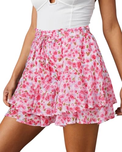 BUNSLOOM Rock Damen Sommer Boho Shorts Casual Chiffon Skorts Rüschen Tennis Minirock von BUNSLOOM