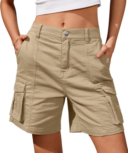BUNSLOOM Shorts Damen Sommer Cargo Kurze Wanderhose Outdoor Freizeithose mit Mehrfach Taschen von BUNSLOOM