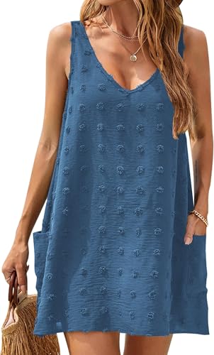 BUNSLOOM Strandkleid Damen Strandtunika V-Ausschnitt Sommer Bikini Cover Up Strandponcho Sommerkleid von BUNSLOOM