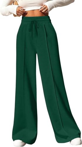 BUNSLOOM Weites Bein Sweatpants für Frauen Casual elastische hohe Taille Drawstring Lange Hosen mit Taschen von BUNSLOOM
