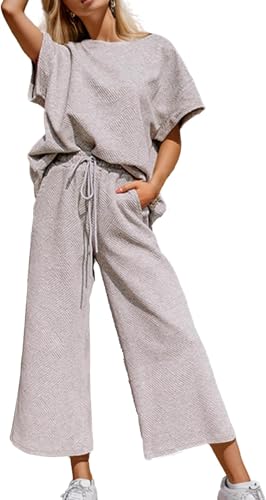 BUNSLOOM Zweiteiler Damen strukturierter Sweatanzug Freizeitanzug set Trainingsanzug Set Kurzarm Jogginganzug 2 Teilig Outfits BUNSLOOM Zweiteiler Damen strukturierter Sweatanzug Freizeitanzug set Trainingsanzug Set Kurzarm Jogginganzug 2 Teilig Outfits von BUNSLOOM