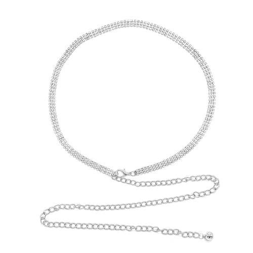 BUOKSLLY Glitter Belt Rhinestone Chain Belt Women's Golden & Silver Crystal Belt for Evening Dress, Kettengürtel, Goldener Gürtel, Abendkleid Damen Lang Glitzer, Breiter Gürtel von BUOKSLLY