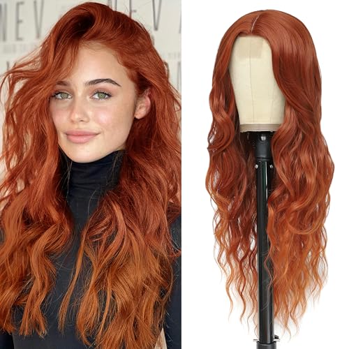 BUPPLER Cosplay Long Copper Wig 66 cm Middle Part Synthetic Wig Realistic Gifts Party Wigs for Women Daily Use Colorful Wigs (Copper) von BUPPLER
