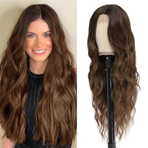 BUPPLER Cosplay Long Ombre Brown Wig 26 Inch Middle Part Synthetic Wig Realistic Gifts Party Wigs for Women Daily Use Colorful Wigs (Ombre Brown) von BUPPLER