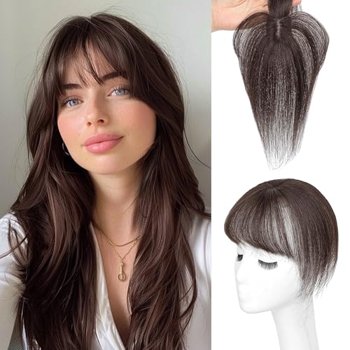BUPPLER Haar Topper für Frauen Echthaar-360°3D Topper mit Pony für Dünner Werdendes Haar Clip in Pony mit Verbesserter Seidenbasis,Perfekt für Den Täglichen Gebrauch,4x6 Dunkelbraun BUPPLER Haar Topper für Frauen Echthaar-360°3D Topper mit Pony für Dünner Werdendes Haar Clip in Pony mit Verbesserter Seidenbasis,Perfekt für Den Täglichen Gebrauch,4x6 Dunkelbraun von BUPPLER