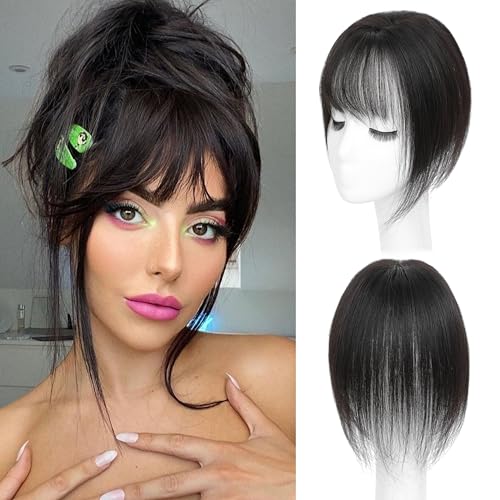 BUPPLER Haar Topper für Frauen Echthaar-360°3D Topper mit Pony für Dünner Werdendes Haar Clip in Pony mit Verbesserter Seidenbasis,Perfekt für Den Täglichen Gebrauch,5x10 Braun Schwarz BUPPLER Haar Topper für Frauen Echthaar-360°3D Topper mit Pony für Dünner Werdendes Haar Clip in Pony mit Verbesserter Seidenbasis,Perfekt für Den Täglichen Gebrauch,5x10 Braun Schwarz von BUPPLER