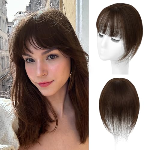 BUPPLER Haar Topper für Frauen Echthaar-360°3D Topper mit Pony für Dünner Werdendes Haar Clip in Pony mit Verbesserter Seidenbasis,Perfekt für Den Täglichen Gebrauch,5x10 Dunkelbraun BUPPLER Haar Topper für Frauen Echthaar-360°3D Topper mit Pony für Dünner Werdendes Haar Clip in Pony mit Verbesserter Seidenbasis,Perfekt für Den Täglichen Gebrauch,5x10 Dunkelbraun von BUPPLER