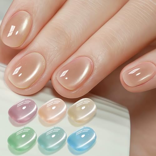 BURANO 9D Cat Eye Magnetischer Nagellack UV Set, 6 Farben Mit Magnetstiften Holorgraphic Translucent Cateye UV Gel Nail Polish kit02 von BURANO