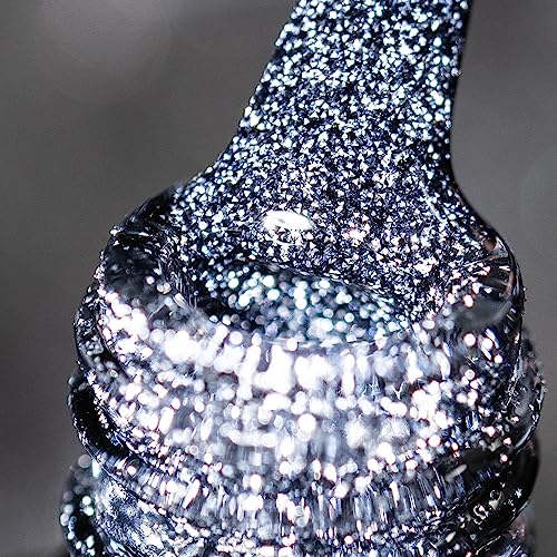 BURANO Reflective Gel Nagellack, UV-Nagellack 7.3ml Reflective Diamond Nail Glitter Gel Polish, Sparkly Sommer Herbst Farbe Gel Polish Holografische Glitter (Dark Gray SZ17) von BURANO