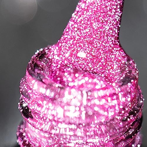 BURANO Reflective Gel Nagellack, UV-Nagellack 7.3ml Reflective Diamond Nail Glitter Gel Polish, Sparkly Sommer Herbst Farbe Gel Polish Holografische Glitter (Deep Rose SZ18) von BURANO