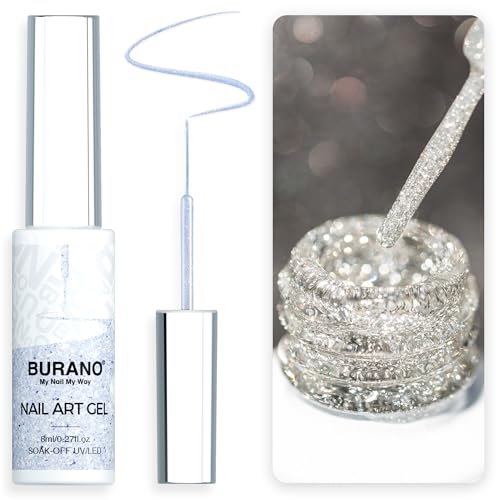 BURANO UV Nagellack, Farben UV Lack Gel Nägel Nageldesign 8ml Gel Liner Nail Art, Holographic Metallisch Glitzer Chrome Nagellack Gel Nail Polish French Gelnägel Farben (LX13) von BURANO