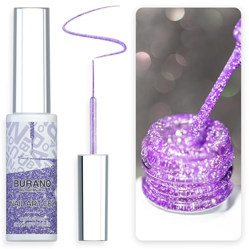 BURANO UV Nagellack, Farben UV Lack Gel Nägel Nageldesign 8ml Gel Liner Nail Art, Holographic Metallisch Glitzer Chrome Nagellack Gel Nail Polish French Gelnägel Farben (LX16) von BURANO