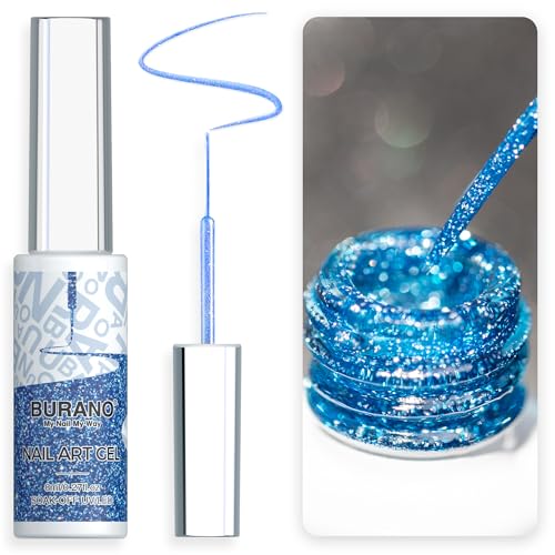 BURANO UV Nagellack, Farben UV Lack Gel Nägel Nageldesign 8ml Gel Liner Nail Art, Holographic Metallisch Glitzer Chrome Nagellack Gel Nail Polish French Gelnägel Farben (LX19) von BURANO