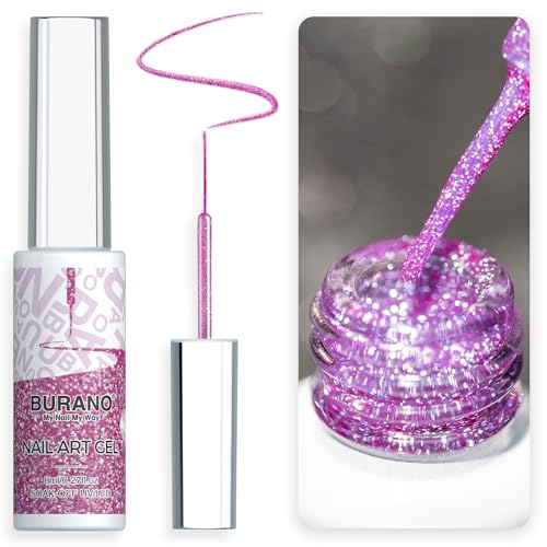 BURANO UV Nagellack, Farben UV Lack Gel Nägel Nageldesign 8ml Gel Liner Nail Art, Holographic Metallisch Glitzer Chrome Nagellack Gel Nail Polish French Gelnägel Farben (LX23) von BURANO