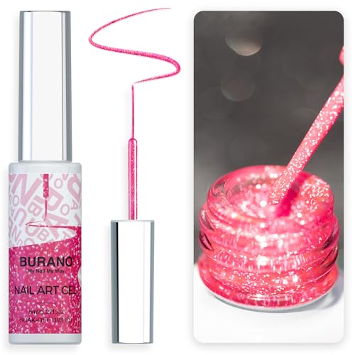 BURANO UV Nagellack, Farben UV Lack Gel Nägel Nageldesign 8ml Gel Liner Nail Art, Holographic Metallisch Glitzer Chrome Nagellack Gel Nail Polish French Gelnägel Farben (LX25) von BURANO