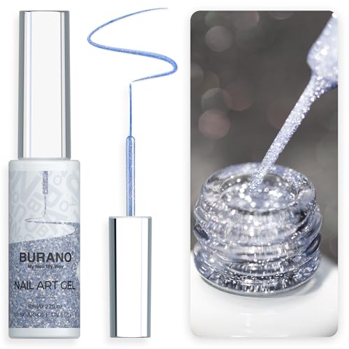 BURANO UV Nagellack, Farben UV Lack Gel Nägel Nageldesign 8ml Gel Liner Nail Art, Holographic Metallisch Glitzer Chrome Nagellack Gel Nail Polish French Gelnägel Farben (LX27) von BURANO