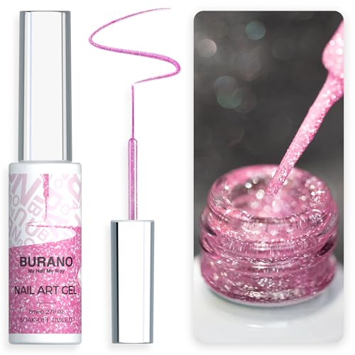 BURANO UV Nagellack, Farben UV Lack Gel Nägel Nageldesign 8ml Gel Liner Nail Art, Holographic Metallisch Glitzer Chrome Nagellack Gel Nail Polish French Gelnägel Farben (LX28) von BURANO