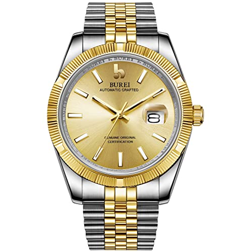 BUREI Herren Automatikuhr Luxus Business Wasserdicht Edelstahl Uhren für Männer, Self-Winding von BUREI