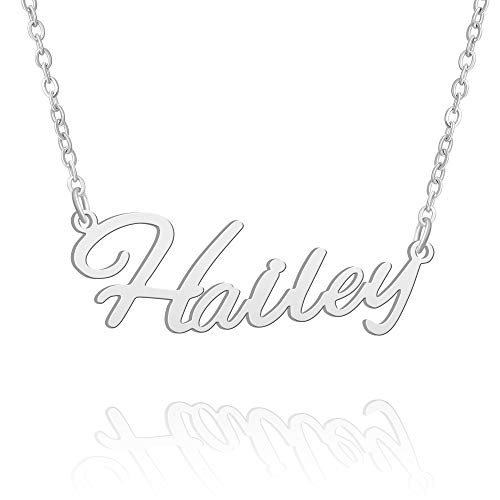 BUREI Namenskette Personalisiert Silber Damen Halskette mit Namen Rosegold/Gold Vergoldet Kette Hailey Geschenk für Freuen, Herren, Freundin, Mutter, Schwester von BUREI