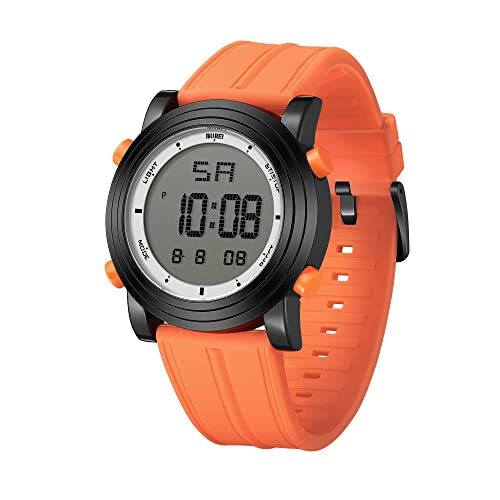 BUREI Minimalistische Sportuhr wasserdichte Digitaluhren Herren mit Weitwinkel-Metallgehäuse Helles Display Gummiband Armbanduhr für Herren Damen von BUREI
