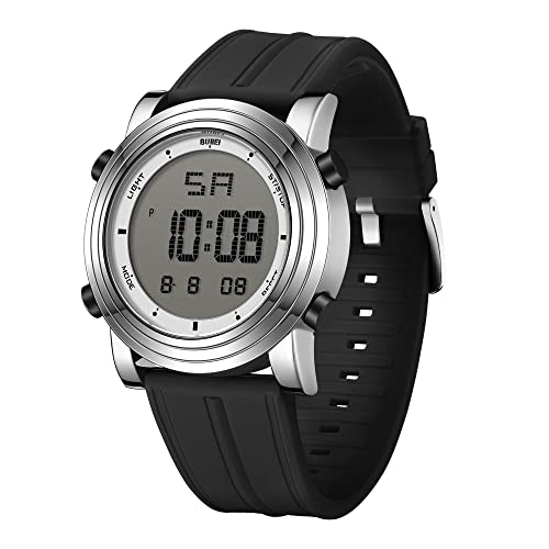 BUREI Digital Herren Uhren Sport Outdoor Armbanduhr Silikon Herren mit Wecker/Kalender/Stoppuhr/LED-Hintergrundbeleuchtung von BUREI