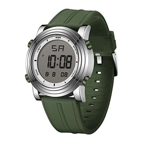 BUREI Digital Herren Uhren Sport Outdoor Armbanduhr Silikon Herren mit Wecker/Kalender/Stoppuhr/LED-Hintergrundbeleuchtung von BUREI