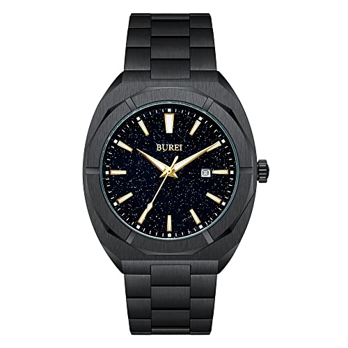 BUREI Fashion Quarzuhr für Männer Uhr analog Datum Uhr mit Edelstahlband wasserdicht Klassische Uhren für Männer von BUREI
