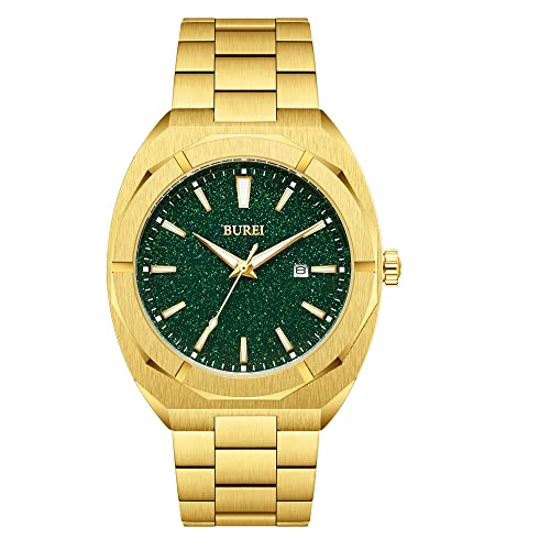 BUREI Fashion Quarzuhr für Männer Uhr analog Datum Uhr mit Edelstahlband wasserdicht Klassische Uhren für Männer von BUREI