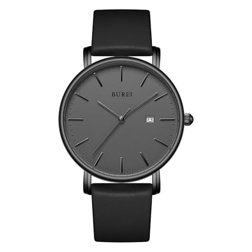 BUREI Herren Armbanduhren Mode Minimalistisch Analog Silikon Quarz Wasserdicht Uhren für Männer (alle schwarz) von BUREI